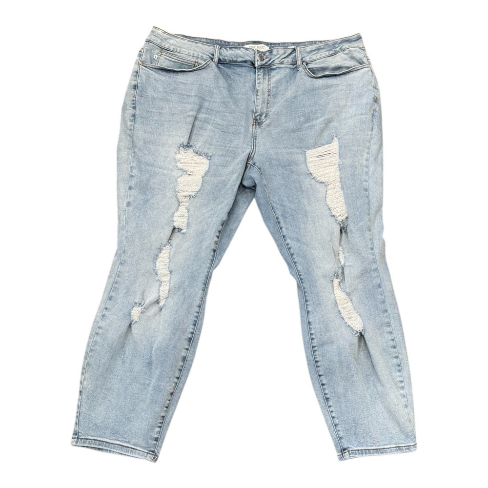 Judy Blue Boyfriend Fit Jeans Plus Size 24W Distressed Stretch Light Wash Denim